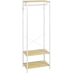 Homcom - Penderie vestiaire d'entrée 2 étagères tringle acier blanc panneaux aspect bois clair