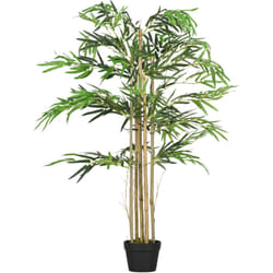 Outsunny - Bambou artificiel 4 pieds h. 1,15 m 730 feuilles denses réalistes pot inclus noir vert