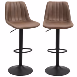 Lot de 2 tabourets de bar HOMCOM style vintage hauteur réglable pivotant avec repose-pied marron
