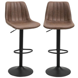 Lot de 2 tabourets de bar HOMCOM style vintage hauteur réglable pivotant avec repose-pied marron