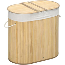 Homcom - Panier à linge corbeille à linge bac à linge 100 l 2 compartiments couvercle sac amovible 2 poignées tissu bambou
