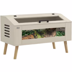 Pawhut - Terrarium vivarium 140L - aération latérale, fenêtres verre trempé, couvercle - bois naturel