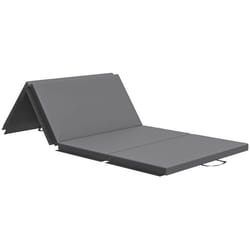 Tapis de gymnastique - HOMCOM - pliable en 4 - portable avec poignées - revêtement synthétique - 180 x 80 x 5 cm - gris