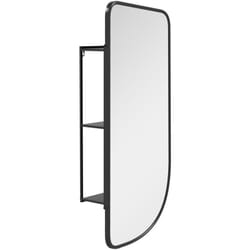 Miroir mural forme organique dim. 40L x 86H cm - 3 étagères - cadre métal noir
