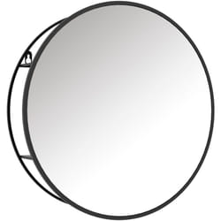 Homcom - Miroir mural rond dia. 50 cm - 2 étagères - cadre métal noir