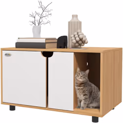 Le meuble bac à litière de PawHut offre à vos chats un espace intime, réduit les odeurs et présente un design élégant qui se  ...