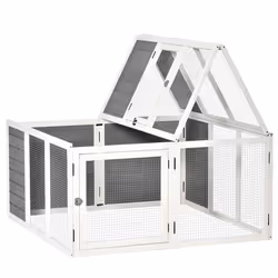 Clapier à lapin - PawHut - toit ouvrant - porte verrouillable - bois et métal - pour 2-4 lapins - 120 x 120 x 60 cm - gris