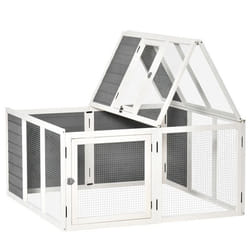 Clapier à lapin - PawHut - toit ouvrant - porte verrouillable - bois et métal - pour 2-4 lapins - 120 x 120 x 60 cm - gris