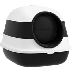 Pawhut - Maison de toilette pliable - bac à litière chat avec porte battante, pelle et filtre inclus - abs pp blanc noir