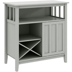 Buffet porte coulissante 2 étagères casier à bouteilles niche mdf gris clair