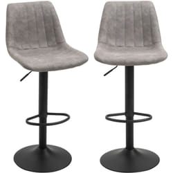 Lot de 2 tabourets de bar style vintage hauteur réglable pivotant repose-pied gris