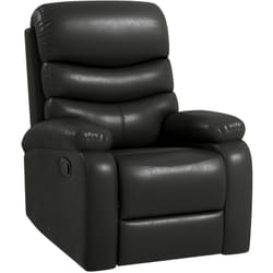 Fauteuil relax inclinable réglable repose-pied intégré revêtement synthétique noir