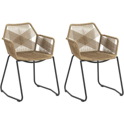 Lot de 2 chaises salle à manger design piètement acier noir résine filaire aspect rotin