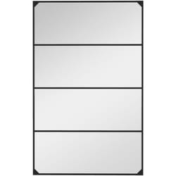 Miroir mural verrière rectangulaire style industriel - horizontal ou vertical - 4 crochets - métal noir