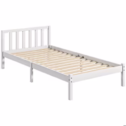 Cadre de lit - HOMCOM - 90x190 cm - lit simple avec tête de lit sommier à lattes solide - pour enfants adultes - bois massif ...