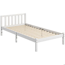 Cadre de lit - HOMCOM - 90x190 cm - lit simple avec tête de lit sommier à lattes solide - pour enfants adultes - bois massif -