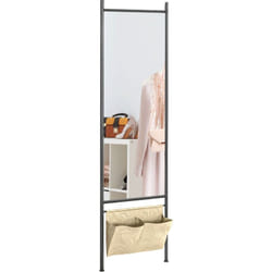 Homcom - Miroir rectangulaire sur pied dim. 56L x 2l x 190H cm - 2 pochettes rangement - métal noir