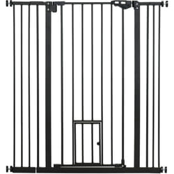 Pawhut - Barrière de sécurité chien H.104 cm - porte double verrouillage - sans perçage - acier noir