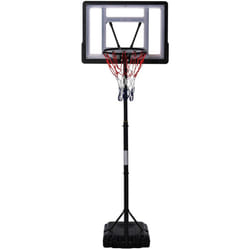 Panier de basketball sur pied - H. réglable 203-258 cm - roulettes, base de lestage - noir