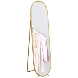 Grand miroir sur pied HOMCOM miroir ovale cadre en métal doré avec support pour entrée chambre dressing 40 x 160 cm