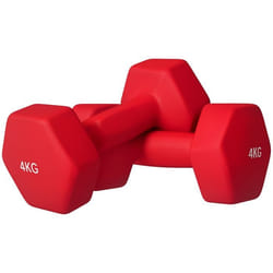 Lot de 2 haltères hexagonales - SPORTNOW - avec poignée antidérapante pour lentraînement à la maison 2 x 4kg rouge