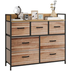Commode 7 tiroirs HOMCOM meuble de rangement tiroir en tissu pliant structure acier noir - 98 x 29 x 85 cm