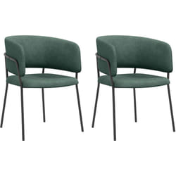 Lot de 2 chaises design piètement acier noir aspect velours vert