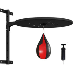Sportnow - Punching ball poire de vitesse boxe avec support plateau tournant + pompe mdf acier revêtement synthétique rouge noir