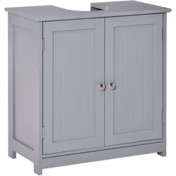 Ce superbe meuble vasque de salle de bain style contemporain avec placard double portes rainurées (doté d'une étagère réglabl ...