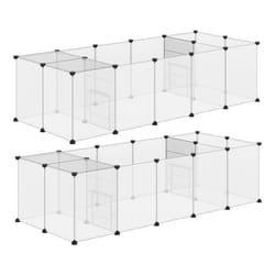 Lot de 2 enclos parc modulable pour petits animaux PawHut 40 panneaux pour lapin hamster chiot cochon 175 x 70 x 45 cm blanc
