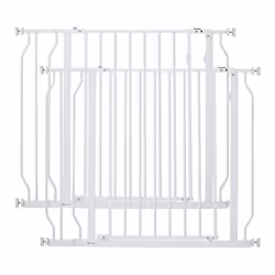 Lot de 2 barrières de sécurité pour animal PawHut longueur réglable escaliers couloirs portes sans perçage en acier ABS blanc