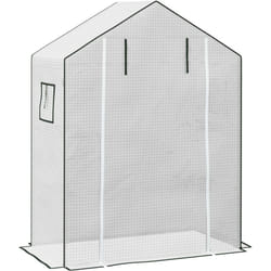 Bâche de remplacement serre de jardin dim. 140L x 73l x 190H cm - 2 fenêtres, porte zippée enroulable - pe anti-UV imperméable blanc