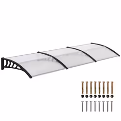 Auvent de porte Outsunny toit marquise polycarbonate auvent de porte dentrée bord en aluminium résistante abri contre pluie e ...