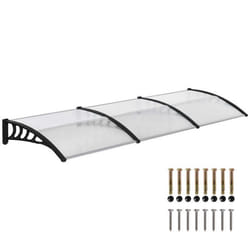 Auvent de porte Outsunny toit marquise polycarbonate auvent de porte dentrée bord en aluminium résistante abri contre pluie et UV