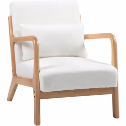Laissez-vous séduire par le charme de ce splendide fauteuil lounge avec structure en bois d'hévéa et coussins effet laine bou ...