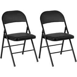 Homcom - Lot de 2 chaises pliantes assise dossier rembourrés acier synthétique noir