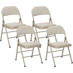 Lot de 4 chaises pliantes assise dossier rembourrés acier tissu toucher lin beige