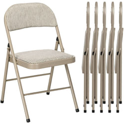 Homcom - Lot de 6 chaises pliantes assise dossier rembourrés acier tissu toucher lin beige