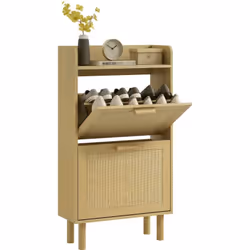 Cette armoire à chaussures pour entrée HOMCOM est l'accessoire idéal pour ajouter une touche d'élégance et de praticité aux m ...