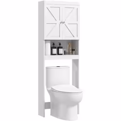 Transformez votre salle de bains avec le meuble de rangement au-dessus des toilettes HOMCOM, conçu pour s'adapter parfaitemen ...
