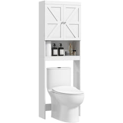 Homcom - Meuble wc - rangement au-dessus des toilettes - 2 portes croisillons, niche - blanc