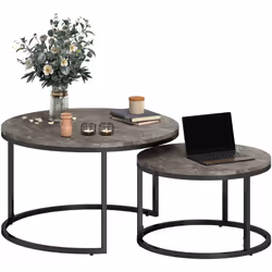 Description générale Apportez une touche élégante à votre intérieur avec ce lot de 2 tables d'appoints gigognes encastrables. ...