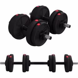 Transformez vos séances d'entraînement à la maison avec l'ensemble d'haltères 2-en-1 de 15 kg de SPORTNOW. Passez sans problè ...