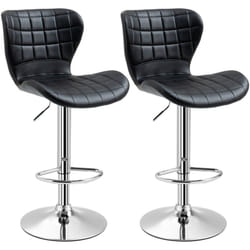 Lot de 2 tabourets de bar design contemporain hauteur d'assise réglable 59-81 cm pivotant 360° pu noir
