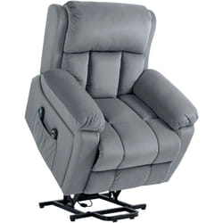 Fauteuil releveur massant chauffant inclinable - 8 points de massage - télécommande, pochette - tissu gris
