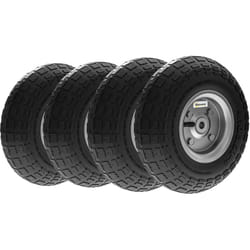 Outsunny - Lot de 4 roues pneus de remplacement dia. 255 mm alésage 16 mm moyeu métal caoutchouc