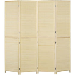 Homcom - Paravent séparateur de pièce 4 panneaux pliables dim. 180L x 180H cm bois de bambou