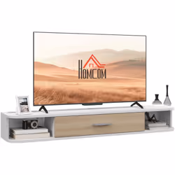 Description générale Le meuble TV suspendu HOMCOM est conçu pour optimiser l'espace dans les petits salons. Avec deux compart ...