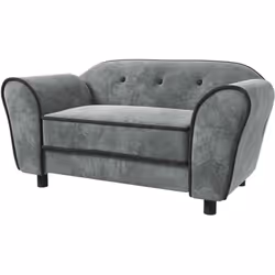 Canapé pour chien design - coussin déhoussable - dim. 74L x 41l x 32,5H cm - velours gris