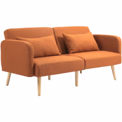 Laissez-vous séduire par le charme zen et cosy de ce splendide canapé convertible 3 places style contemporain coloris ocre ha ...